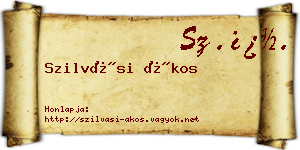 Szilvási Ákos névjegykártya
